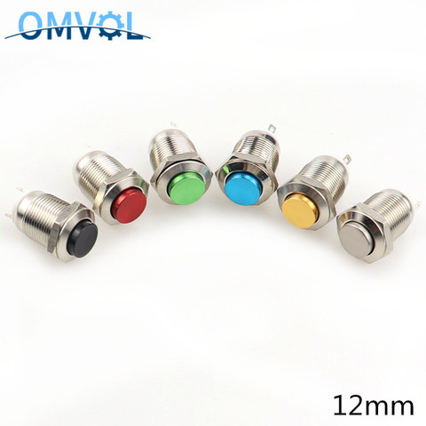 1PC 12mm Waterproof Momentary High Head Self-Recovery Round Switch Car Start Horn Speaker Bell Automatic Colors Button Switch ► Photo 1/6