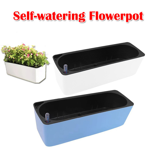 Rectangular Self-watering Potted Flowerpot with Water Level Indicator Graden Flower Plant Pot for Office Hotel Home Table Decor ► Photo 1/1