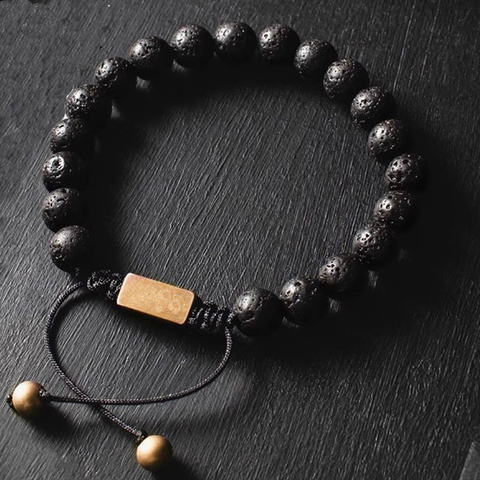 Luxury Natural Lava Stone Bead Bracelet Men Women Simple Handmade Adjustable 8mm Stone Bead Bracelet For Men Women Jewelry Gift ► Photo 1/4