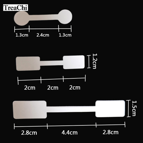 Wholesale Adhesive Paper Jewelry Ring Tag White Dumbbell Ring Tag Rectangle Jewelry Sticker Label Tag  50pcs/100Pcs ► Photo 1/6