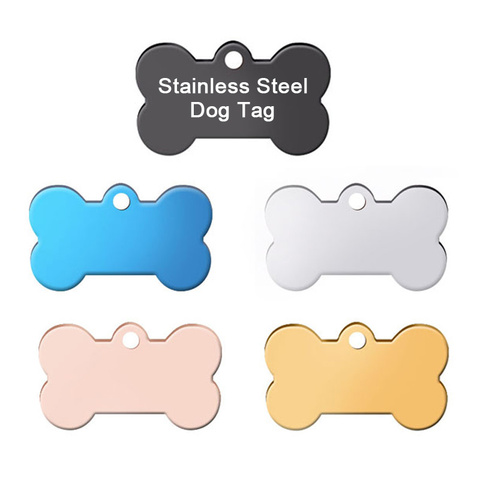 Wholesale 100Pcs Stainless Steel Bone Identity Card Personalized Dog ID Tags Pet Supplies Customized Laser Cat Puppy Pet ID Tags ► Photo 1/6