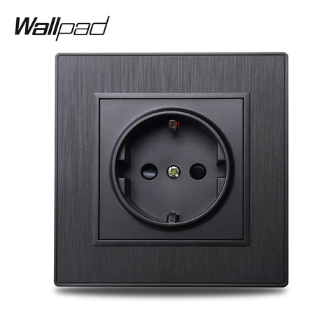 Wallpad S6 EU Electric Outlet Power Wall Socket German Plug Black Silver Gold Brushed PC Plastic Imitating Aluminum ► Photo 1/6