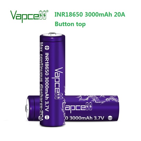 Free shipping Vapcell 18650 3000mah 20A Button top 3.7v li ion battery Rechargeable batteries for Flashlight/power tools cells ► Photo 1/5