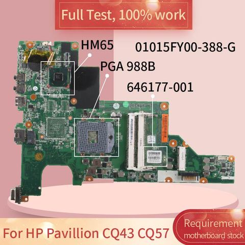 For HP Pavillion CQ43 CQ57 01015FY00-388-G 646177-001 HM65 PGA 988B Notebook motherboard Mainboard full test 100% work ► Photo 1/6