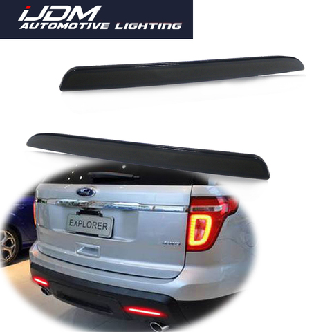 iJDM For 2016-2017 Ford Explorer 3D Optic Red Full LED Rear Bumper Reflector Lights, Function as Tail, Brake & Rear Fog Lamps ► Photo 1/6