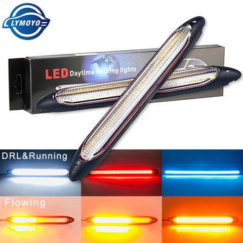 2x Car DRL LED Daytime Running Light Flow Yellow Turn Signal White DRLScan Waterproof Headlight Strip Sequential Light Universal ► Photo 1/6