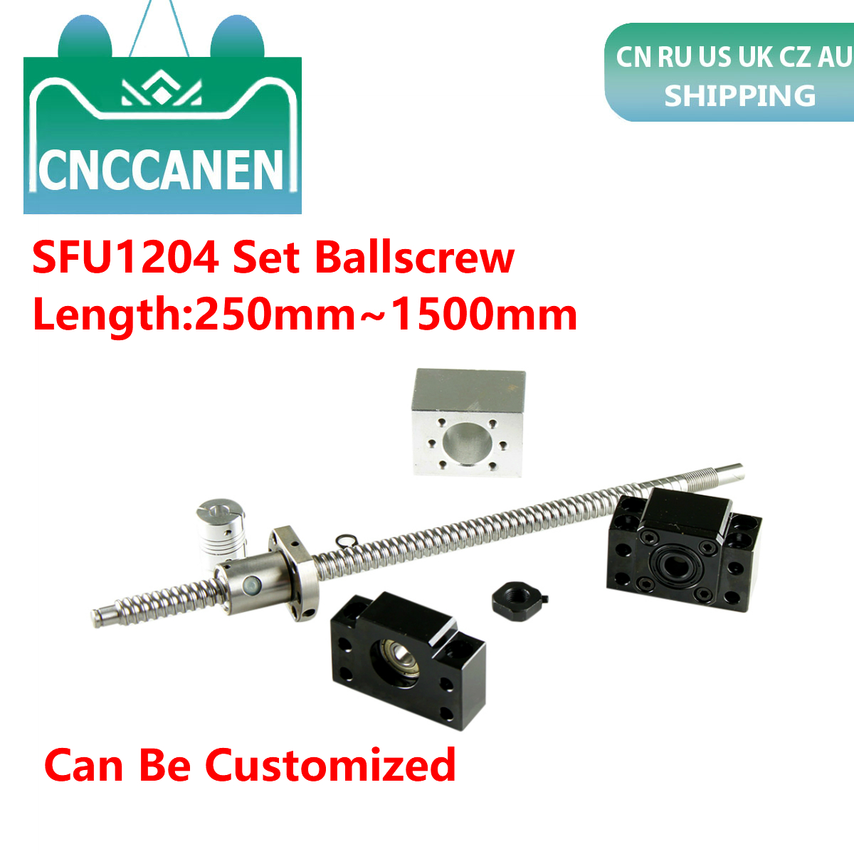 1 anti backlash 12mm ballscrew RM1204-500mm-C7+BK/BF10 end support bearing CNC 