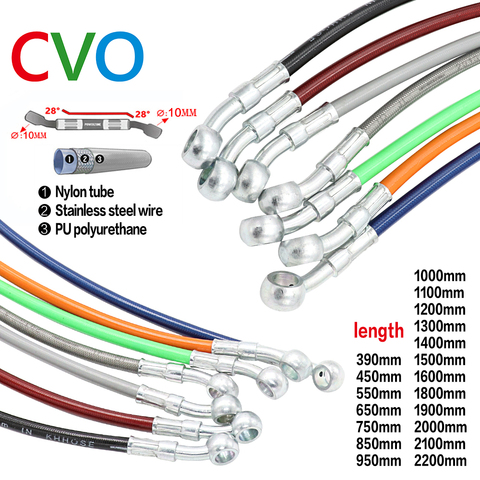 390-2200mm Motorcycle Color Tubing Dirt Bike Braided Brake Hose Line Cable Hydraulic Banjo Pipe for Motorcycle Universal Racing ► Photo 1/6