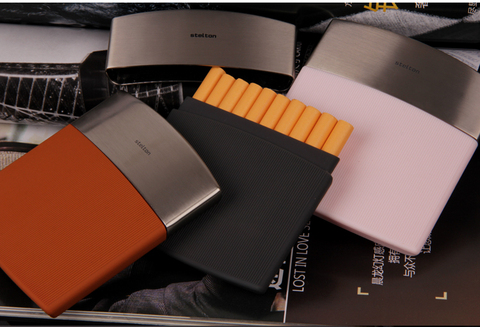 New 1pcs men's business cigarette case Black stainless steel thin cigarette box holder 10 cigarettes wholesale ► Photo 1/6