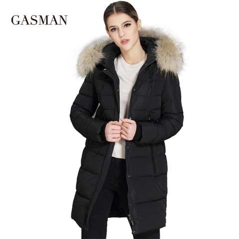 GASMAN 2022 Winter Women Down Jackets coats Brand Hooded Down Parka Women Female Overcoat Natural Fur Collar Plus Size 6XL 6012 ► Photo 1/5