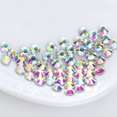 SS3-SS30 AB Color Glass Strass Crystal Hot Fix Rhinestones Iron On Stones Wedding Dress Decoration Flatback Hotfix Rhinestones ► Photo 1/6