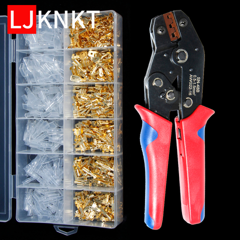 2.8/4.8/6.3mm universal spring plug wire crimped sheath crimping hand tool 450 gold box quick easy connection terminal cross  ► Photo 1/6