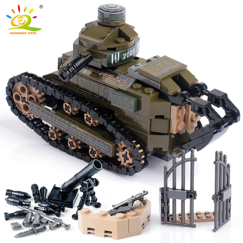 HUIQIBAO 368PCS WW2 Renault FT17 Tank Military Building Blocks Army Soldier Weapon Figures Man Bricks Toys For Children Boys ► Photo 1/6