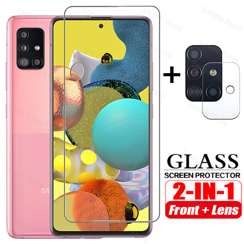 2in1 Tempered Glass for Samsung A51 A71 A50 A30 A21S A31 A20E Screen Protector Camera lens Protective  for Samsung A51 A71 glass ► Photo 1/6