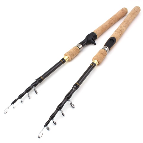 Promotion!  1.8m 2.1m 2.4m 2.7m Spinning Fishing Rod M power Hard Telescopic Carbon Fiber Travel pole wooden handle ► Photo 1/6