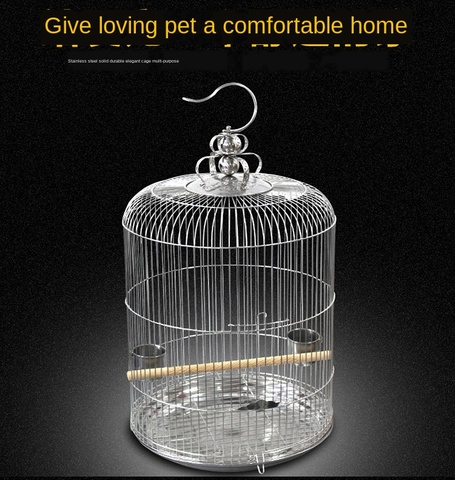 Stainless Steel Bird Cage Large Round Bird Nest Parrot Thrush Kages Bird Kages House Outdoor Hanging Decoration Metal Nest Hoose ► Photo 1/5