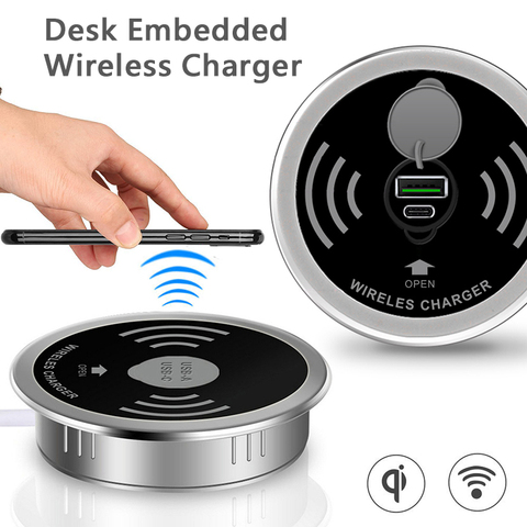 3 in 1 Wireless Charger Desk Embeded Qi Fast Wireless Charger 15W Quick Charger 3.0 Type-C USB C Bar/Hotel/office/ Quick Charger ► Photo 1/6