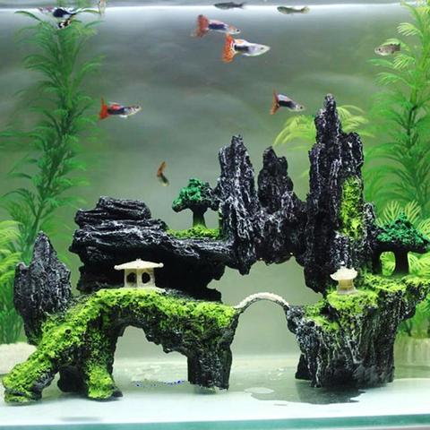 Mountain View Aquarium Resin Decoration Moss Tree House Resin Cave Fish Tank Ornament Decoration Landscap Decorative Drop Ship ► Photo 1/6