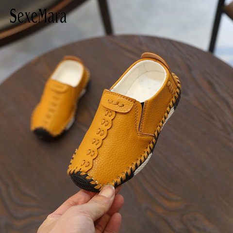 Children England Style Boys Leather Shoes Baby Fashion Sewing Casual Shoes PU Leather Autumn Soft Sole Sneakers Slip On B06061 ► Photo 1/6