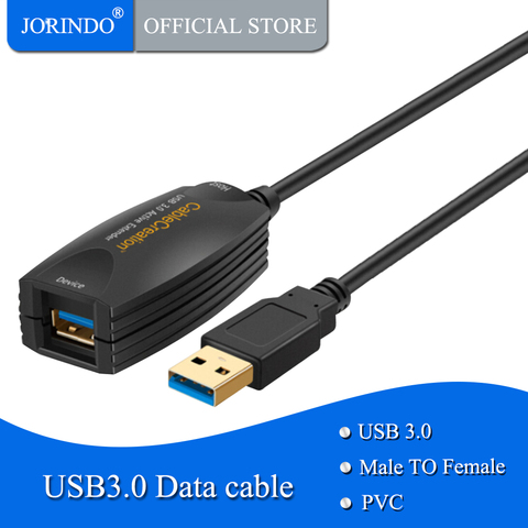 JORINDO Super Speed Active USB 3.0 Extension Cable, USB 3.0 Extender USB Male to Female Repeater Cord with Signal Booster ► Photo 1/6