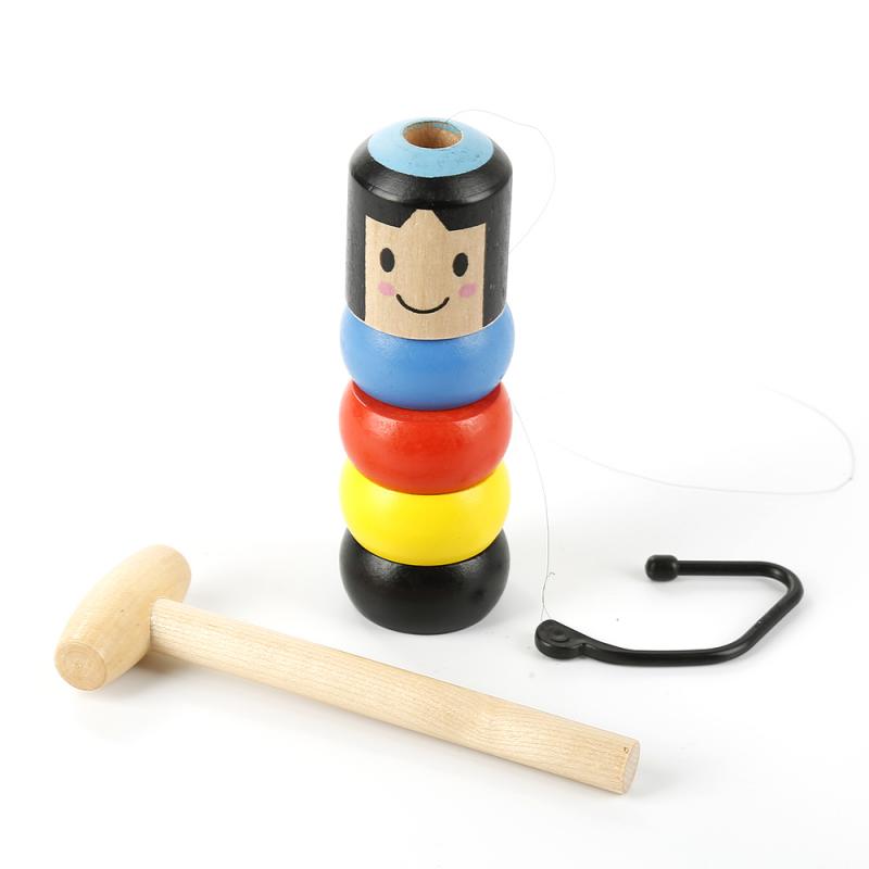 New Unbreakable Magic Toy Wooden Stubborn Man Kids Funny Toy 