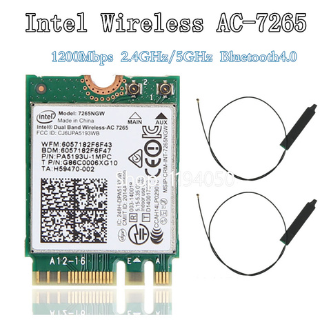 Dual Band Wireless-AC 7265 INTEL 7256NGW 802.11AC 867Mbps  Wi-Fi + Bluetooth 4.0 NGFF M.2 WLAN WIFI Card intel 7265 ► Photo 1/4