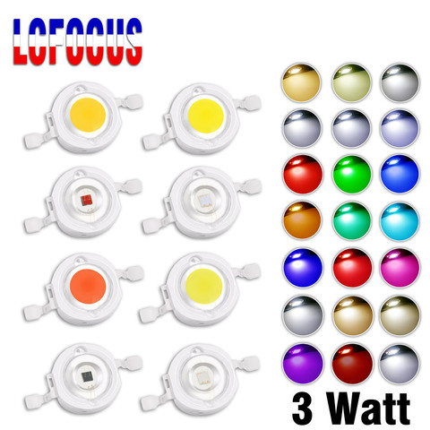 10pcs LED Chip 3W Warm Cool White Red Blue Green Yellow UVA IR Full Spectrum 660nm 440nm COB Grow Lamp For 3 W Watt Light Beads ► Photo 1/6