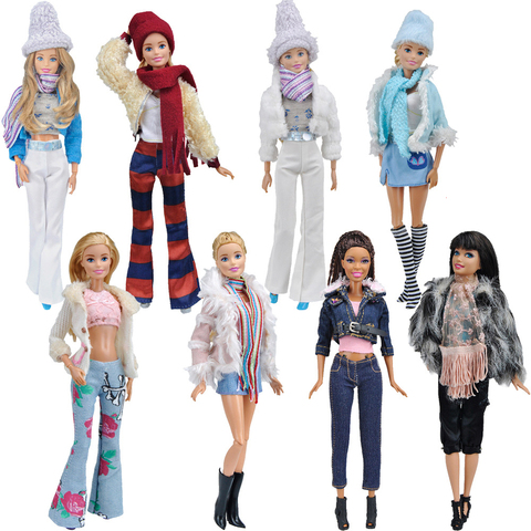 1/6 Handmade Doll Accessories Fashion Outfit Winter Doll Clothes Daily Casual Dress With Coat Bag Cap Suit For Barbie Clothes ► Photo 1/6