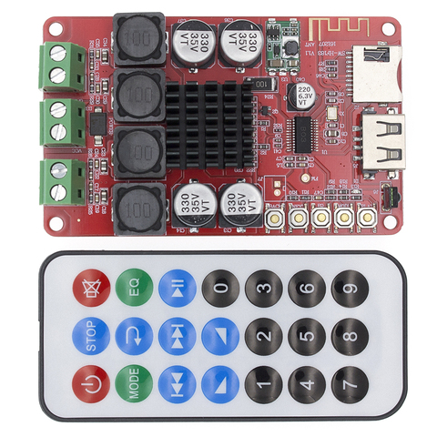 TPA3116 Bluetooth Receiver Amplifier Audio Board Digital U Disk TF Decoding With Remote 2X50W 2*50W Amplificador ► Photo 1/6