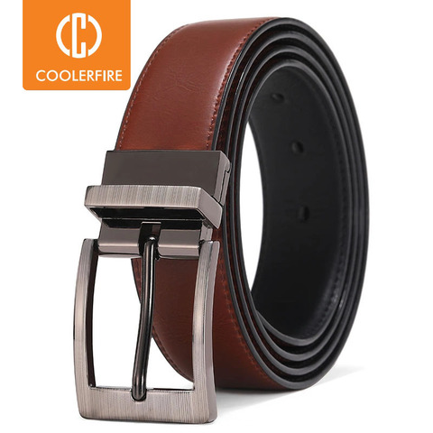 Men Belts Reversible Buckle Leather Brand Luxury Business Fashion Belts for Men Two sides Color Black Brown StrapHQ117 ► Photo 1/6