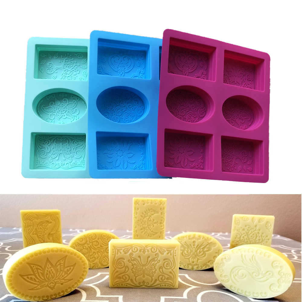 3D Round & Square 6-Cavity Silicone Soap Mold Making Cake mold lotion bars  Mold Chocolate Mold soap form