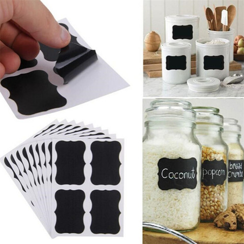 24pcs /Set Blackboard Stickers Craft Kitchen Jar Storage Box Label 5cm X 3.5cm Black Spice Blackboard Sticker Tags ► Photo 1/6