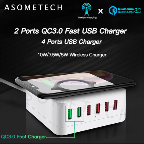 Qi Wireless USB Charger 72W Quick Charge 3.0 Fast Charging Station Multi-Port Travel Phone Charger For iPhone Samsung Xiaomi ► Photo 1/6