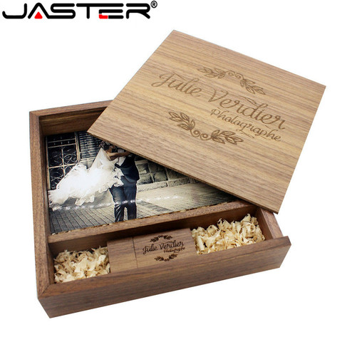 JASTER maple Photo Album Wood usb+Box Memory stick Pendrive 8GB 16GB 32GB 64GB Photography gift free LOGO (170*170*35 mm) ► Photo 1/6