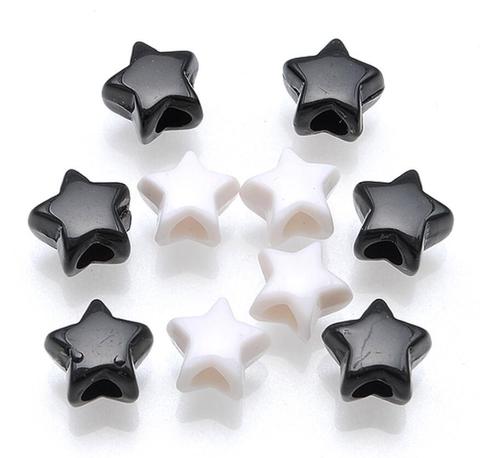 Simple 10mm Black/White/Colorful Acrylic/Plastic Star DIY Loose Beads Jewelry Findings with 3-3.5mm Big Hole 100pcs y1417 ► Photo 1/1