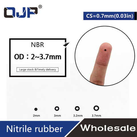 30PCS/lot Rubber Black NBR CS 0.7mm thickness OD2/3/3.2/3.7mm watch ORing Gasket waterproof Nitrile oring ► Photo 1/5