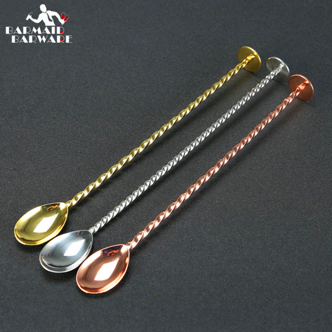 1pcs 28cm Stainless Steel Bar Spoons Disc Tail Bar Spoon Cocktail Drink Mixer Bar Stirring Mixing ► Photo 1/6