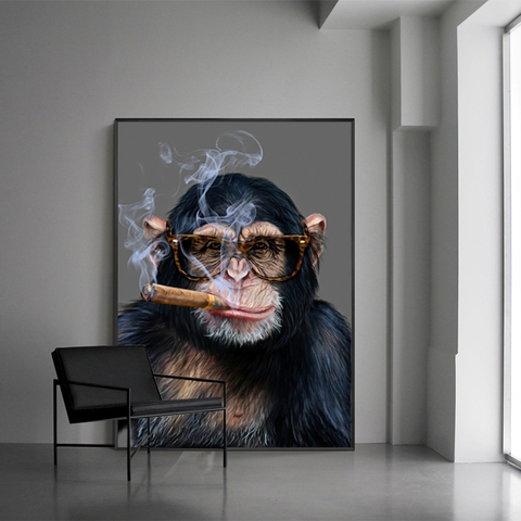 RELIABLI Monkey Gorilla Smoking Poster Wall Art Pictures for Living Room Animal Prints Modern Canvas Painting Home Decoration ► Photo 1/6