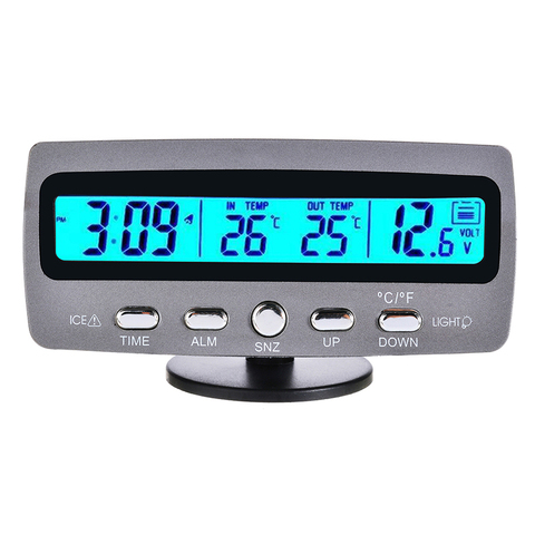 1Pc Car Digital Clock LCD Thermometer Voltage Tester Voltmeter 12V Multifunction Electronic Clock Thermometer Car Automotive ► Photo 1/6