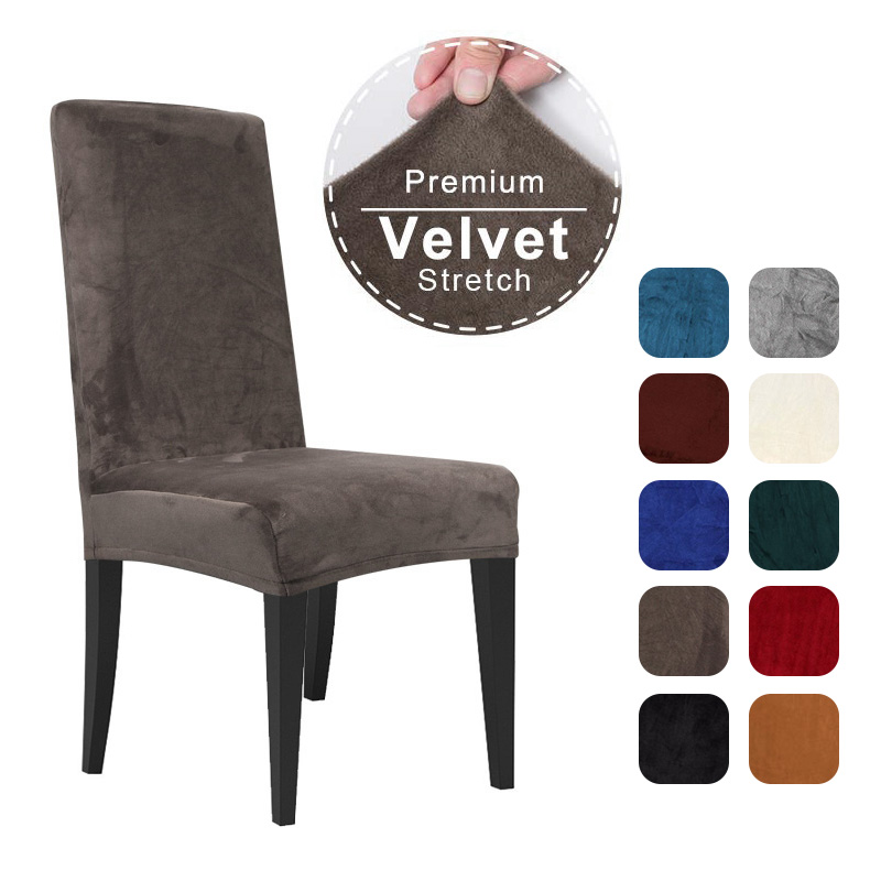 Velvet Dining Chair Cover Spandex, Grey Velvet Dining Chair Covers