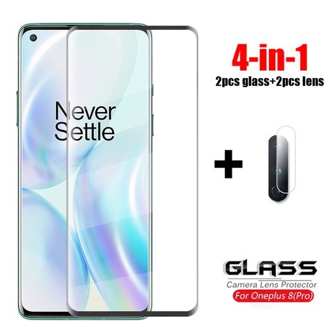 4-in-1 For Glass Oneplus 8 Tempered Glass 3D Full Curved Cover Glass One Plus 7 7T 8 Pro Caerma Lens Screen Protector Oneplus 8 ► Photo 1/6