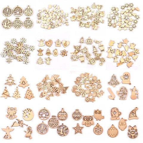 DIY Natural Wooden Chip Christmas Tree Hanging Ornaments Pendant Kids Gifts Snowman Xmas Ornaments Decorations mt2521 ► Photo 1/6