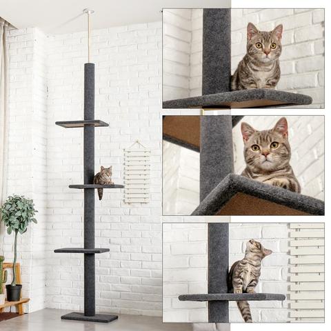 Domestic Delivery Height 238-274cm Pet Cat Tree Condo Scratcher Adjustable Scratching Climbing Tree Cat Toy Protecting Furniture ► Photo 1/6