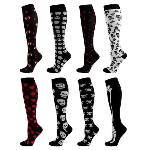 Sports Compression Stockings Skull Pattern Halloween Calf Pressure Running Cycling Compression Socks Relief Fatigue ► Photo 1/6