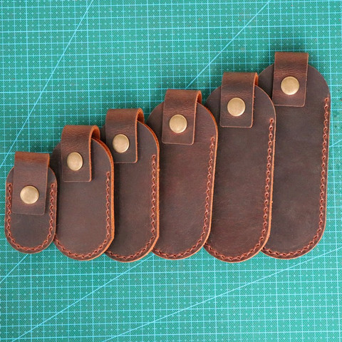 7 Designs First Layer Crazy Horse Cowhide Leather Folding Knife Tool Pliers Quick Button Case Sheath Waistband Belt Buckle ► Photo 1/6