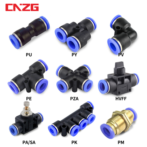 Pneumatic Fitting Tube Connector Fittings Air Quick Water Pipe Connectors Hose Quick Couping 4mm 6mm 8mm 10mm 12mm PU PY PK ► Photo 1/6