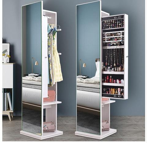 Dressing mirror, cloakroom, full body floor mirror, simple modern living room storage cabinet, multi-functional rotating fitting ► Photo 1/3