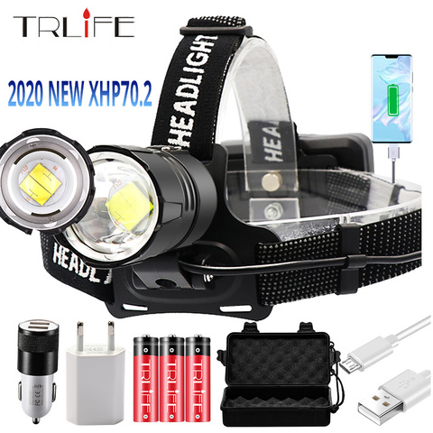 8000LM Super Bright XHP70.2 USB Rechargeable Led Headlamp XHP70 Headlight Hunting Cycling Lanterna Waterproof Use 3x18650 ► Photo 1/6