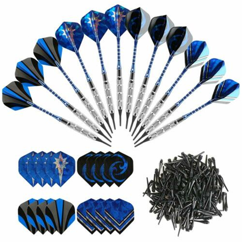 12 Pcs 18g Professional Soft Tip Darts Set Kit Steel Darts Needle Box Rod Leaf Dartboard Accessories  Metal Head Copper Plated ► Photo 1/6