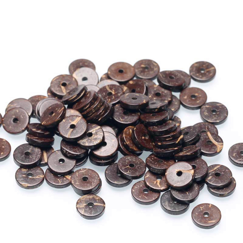 Polished coconut shell round brown coconut shell for DIY jewelry making bracelets 100 beads septa beads ► Photo 1/6